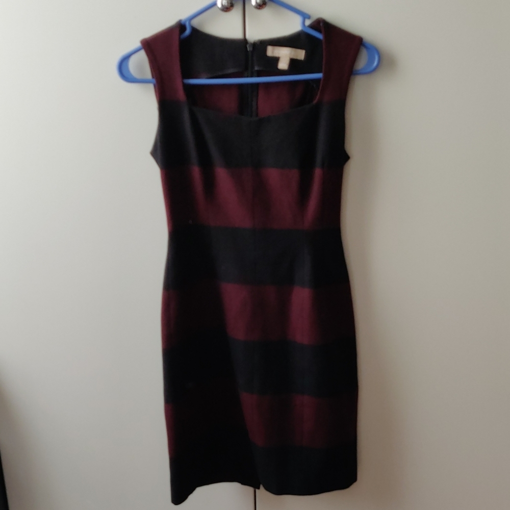 Banana republic striped burgundy and black dress